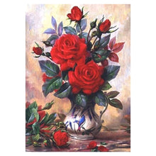 Load image into Gallery viewer, Red Flower 11CT Stamped Cross Stitch Kit 40x50cm(canvas)
