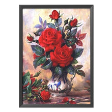 Load image into Gallery viewer, Red Flower 11CT Stamped Cross Stitch Kit 40x50cm(canvas)
