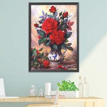 Load image into Gallery viewer, Red Flower 11CT Stamped Cross Stitch Kit 40x50cm(canvas)
