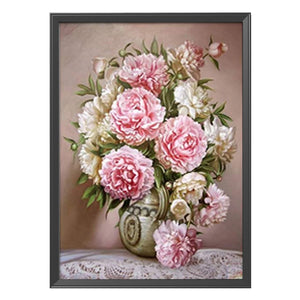 Pink Flower 11CT Stamped Cross Stitch Kit 40x50cm(canvas)