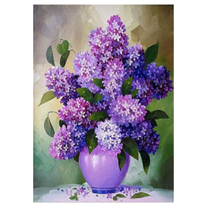 Purple Flower 11CT Stamped Cross Stitch Kit 40x50cm(canvas)