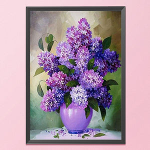 Purple Flower 11CT Stamped Cross Stitch Kit 40x50cm(canvas)