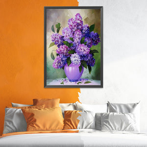 Purple Flower 11CT Stamped Cross Stitch Kit 40x50cm(canvas)