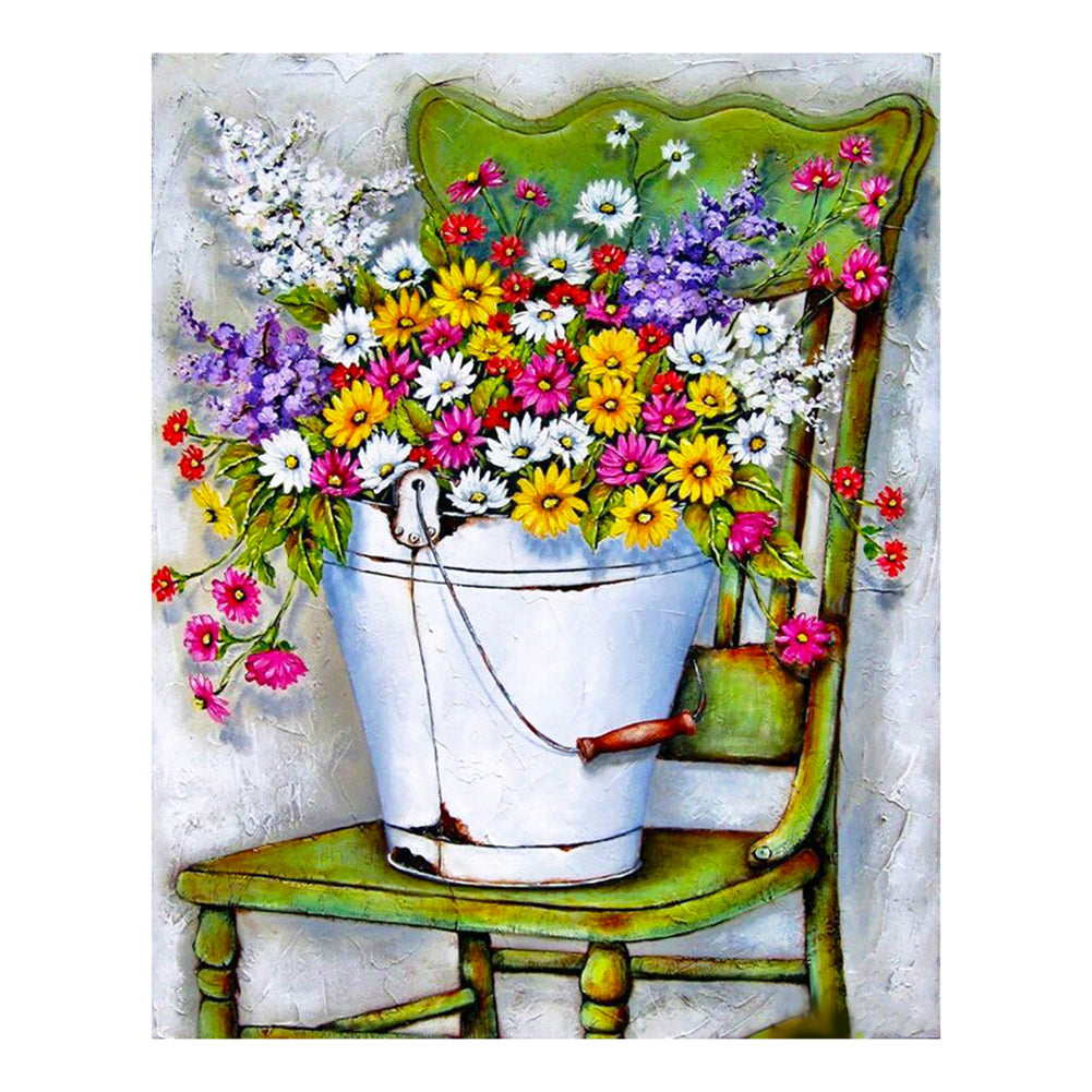 Flowers 11CT Stamped Cross Stitch Kit 40x50cm(canvas)