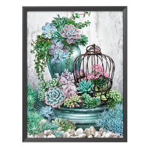 Flowers 11CT Stamped Cross Stitch Kit 40x50cm(canvas)