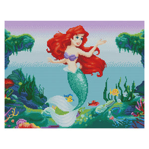 Mermaid 11CT Stamped Cross Stitch Kit 50x40cm(canvas)