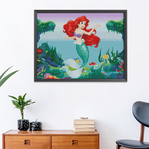 Mermaid 11CT Stamped Cross Stitch Kit 50x40cm(canvas)