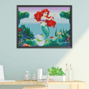 Mermaid 11CT Stamped Cross Stitch Kit 50x40cm(canvas)