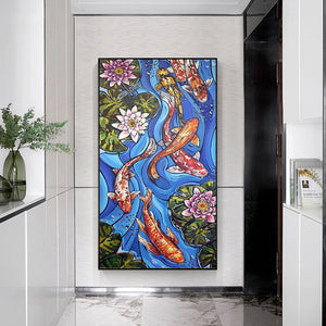 Koi & Lotus 100x50cm(canvas) Full Round Drill Diamond Painting