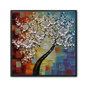 White Leaves 11CT Stamped Cross Stitch Kit 50x50cm(canvas)
