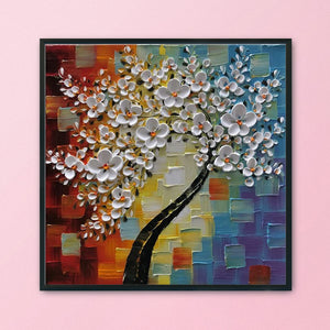 White Leaves 11CT Stamped Cross Stitch Kit 50x50cm(canvas)
