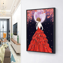 Load image into Gallery viewer, Red Dress Girl 30x40cm(canvas) beautiful special shaped drill diamond painting
