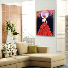 Load image into Gallery viewer, Red Dress Girl 30x40cm(canvas) beautiful special shaped drill diamond painting
