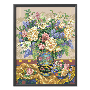 Blooming Flower 11CT Stamped Cross Stitch Kit 40x50cm(canvas)