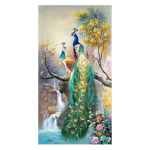 Natural Peafowl 11CT Stamped Cross Stitch Kit 56x101cm(canvas)
