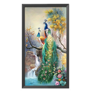 Natural Peafowl 11CT Stamped Cross Stitch Kit 56x101cm(canvas)