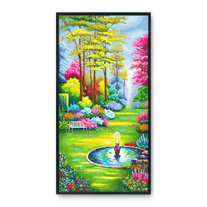 Fountain Garden 11CT Stamped Cross Stitch Kit 90x50cm(canvas)