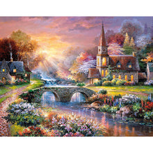 Load image into Gallery viewer, Village Bridge 50x40cm(canvas) full square drill diamond painting
