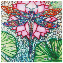 Load image into Gallery viewer, Lotus Dragonfly 30x30cm(canvas) beautiful special shaped drill diamond painting
