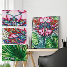 Load image into Gallery viewer, Lotus Dragonfly 30x30cm(canvas) beautiful special shaped drill diamond painting
