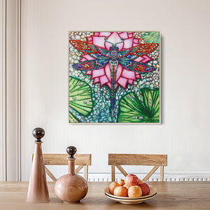 Lotus Dragonfly 30x30cm(canvas) beautiful special shaped drill diamond painting