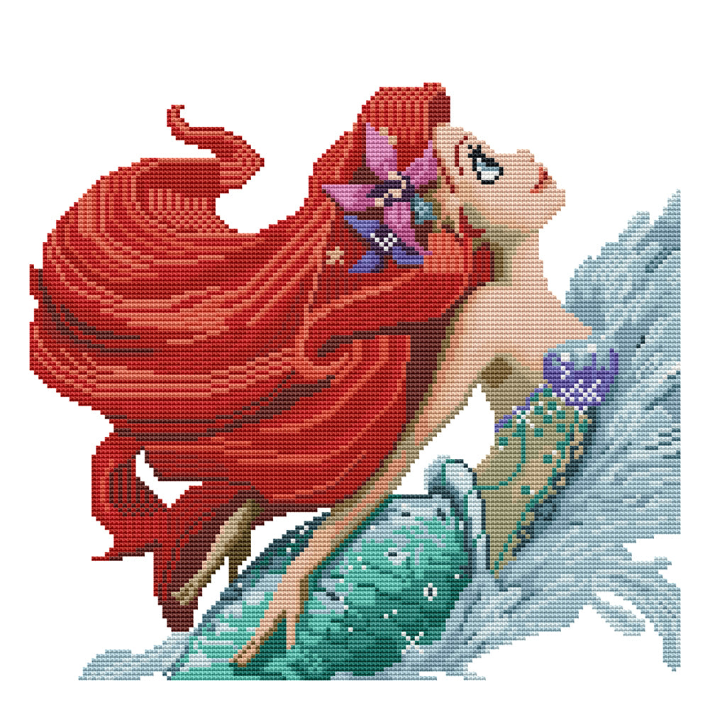 Mermaid 11CT Stamped Cross Stitch Kit 40x40cm(canvas)