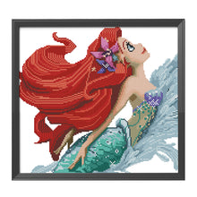 Load image into Gallery viewer, Mermaid 11CT Stamped Cross Stitch Kit 40x40cm(canvas)
