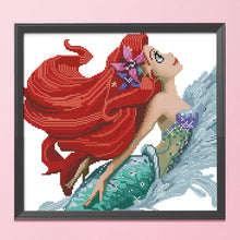 Load image into Gallery viewer, Mermaid 11CT Stamped Cross Stitch Kit 40x40cm(canvas)
