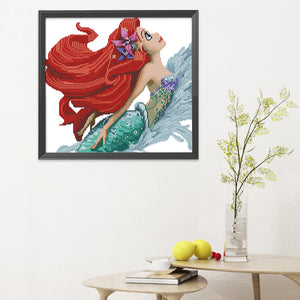 Mermaid 11CT Stamped Cross Stitch Kit 40x40cm(canvas)