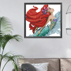 Mermaid 11CT Stamped Cross Stitch Kit 40x40cm(canvas)