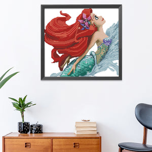 Mermaid 11CT Stamped Cross Stitch Kit 40x40cm(canvas)