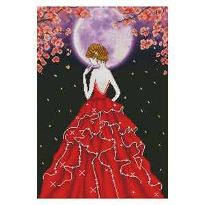 Evening Dress Girl 11CT Stamped Cross Stitch Kit 50x70cm(canvas)