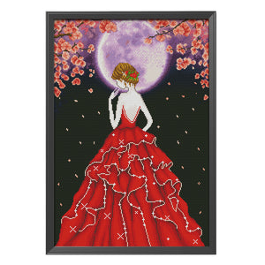 Evening Dress Girl 11CT Stamped Cross Stitch Kit 50x70cm(canvas)