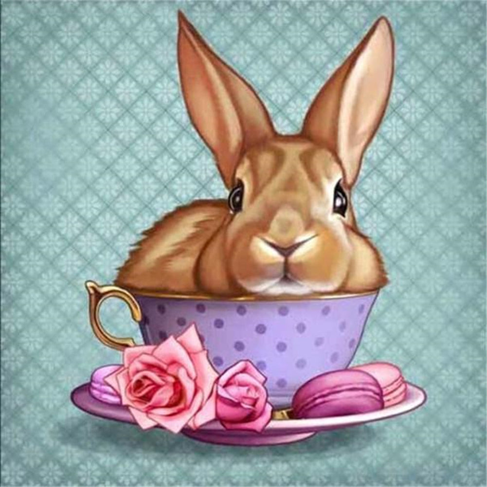 Cup & Rabbit 30x30cm(canvas) Full Round Drill Diamond Painting