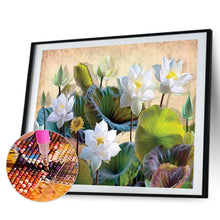 Load image into Gallery viewer, Elegant White Lotus 40x30cm(canvas) Full Round Drill Diamond Painting
