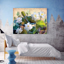 Load image into Gallery viewer, Elegant White Lotus 40x30cm(canvas) Full Round Drill Diamond Painting
