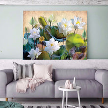 Load image into Gallery viewer, Elegant White Lotus 40x30cm(canvas) Full Round Drill Diamond Painting
