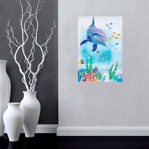 Dolphin 30x40cm(canvas) beautiful special shaped drill diamond painting