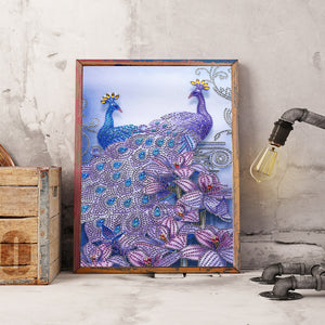Peafowl 30x40cm(canvas) beautiful special shaped drill diamond painting