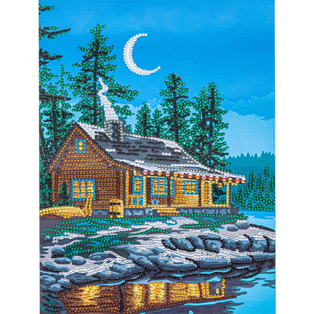 Lake House 30x40cm(canvas) beautiful special shaped drill diamond painting