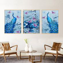 Load image into Gallery viewer, 3 Panel Peafowl 95x45cm(canvas) beautiful special shaped drill diamond painting

