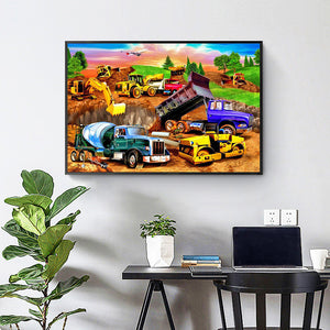 Excavator 40x30cm(canvas) full round drill diamond painting