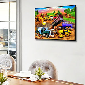 Excavator 40x30cm(canvas) full round drill diamond painting