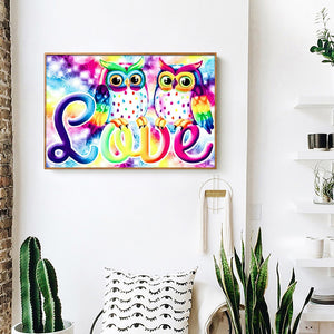 Cartoon Owl 40x30cm(canvas) full round drill diamond painting