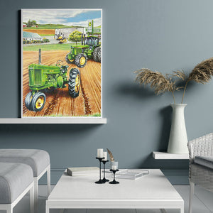 Green Tractors 30x40cm(canvas) full round drill diamond painting