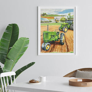 Green Tractors 30x40cm(canvas) full round drill diamond painting