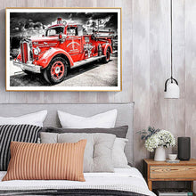 Load image into Gallery viewer, Fire Truck 40x30cm(canvas) full round drill diamond painting
