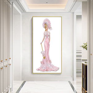 Dress Lady 30x60cm(canvas) beautiful partial special shaped drill diamond painting