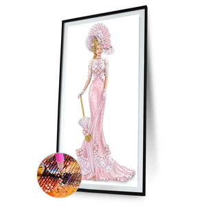 Dress Lady 30x60cm(canvas) beautiful partial special shaped drill diamond painting