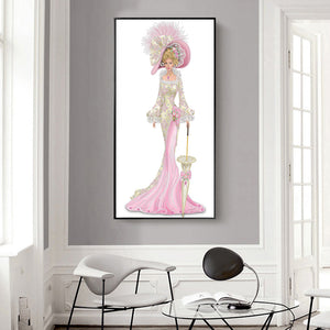 Dress Lady 30x60cm(canvas) beautiful partial special shaped drill diamond painting